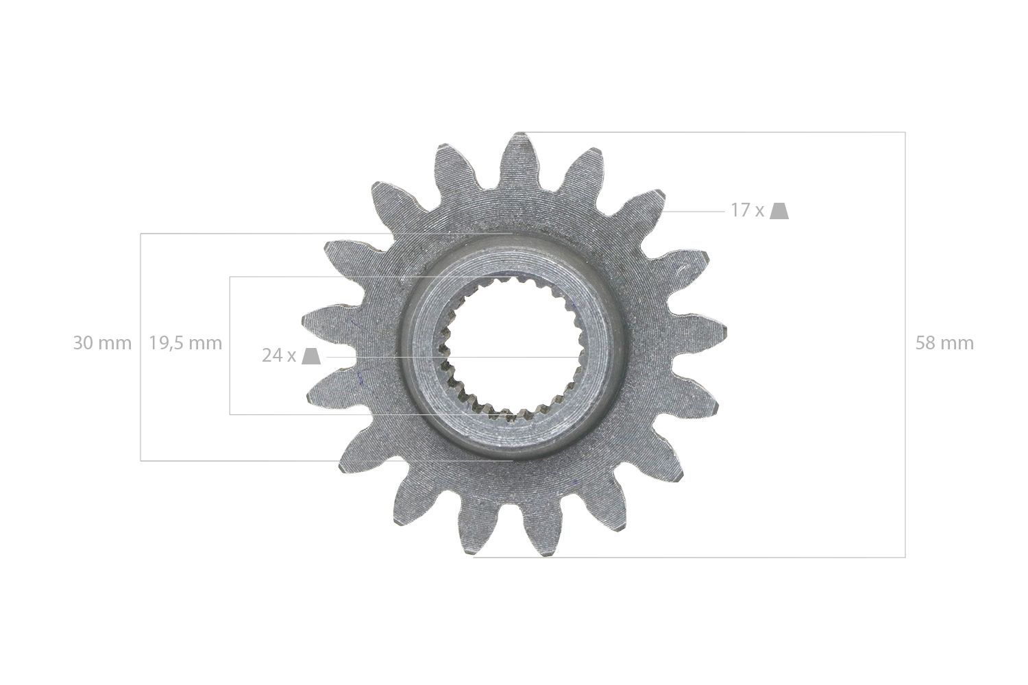 Zahnrad 17Tx24T Kubota B5000, B5001, B5100, Zen Noh ZB5000, ZB5001, ZB5100,