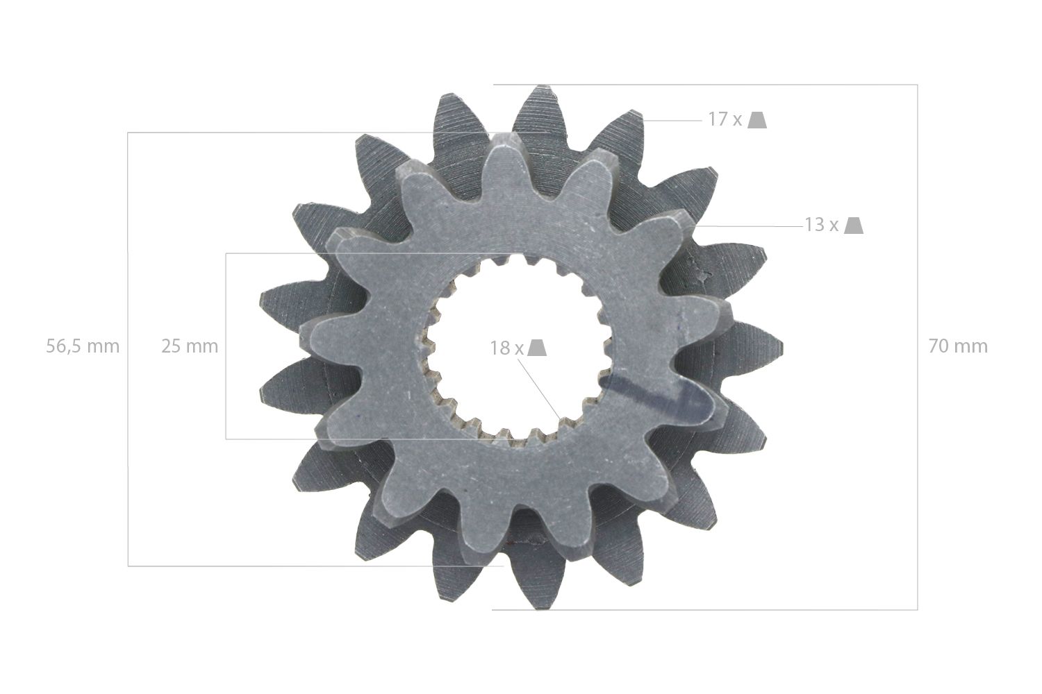 Zahnrad 13T X 17T 18 Splines Kubota
