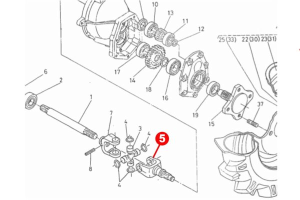 Gabel / Achse für Kardangelenk (kurz) 4WD Kubota B5000, B6000, B7000, – Bild 2