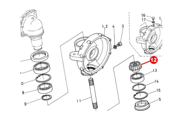 Zahnrad 4WD 12Tx24T Kubota, L-, L1- Typen, Polytrac 40,42,45, – Bild 7