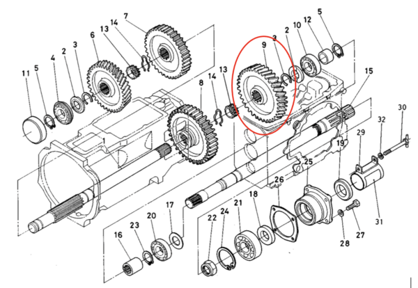 Zahnrad 1. Gang 45T x 26 Zähne Kubota L1501, L1801, L2201, L2203, Kioti / Daedong L2203, LK2554, – Bild 3