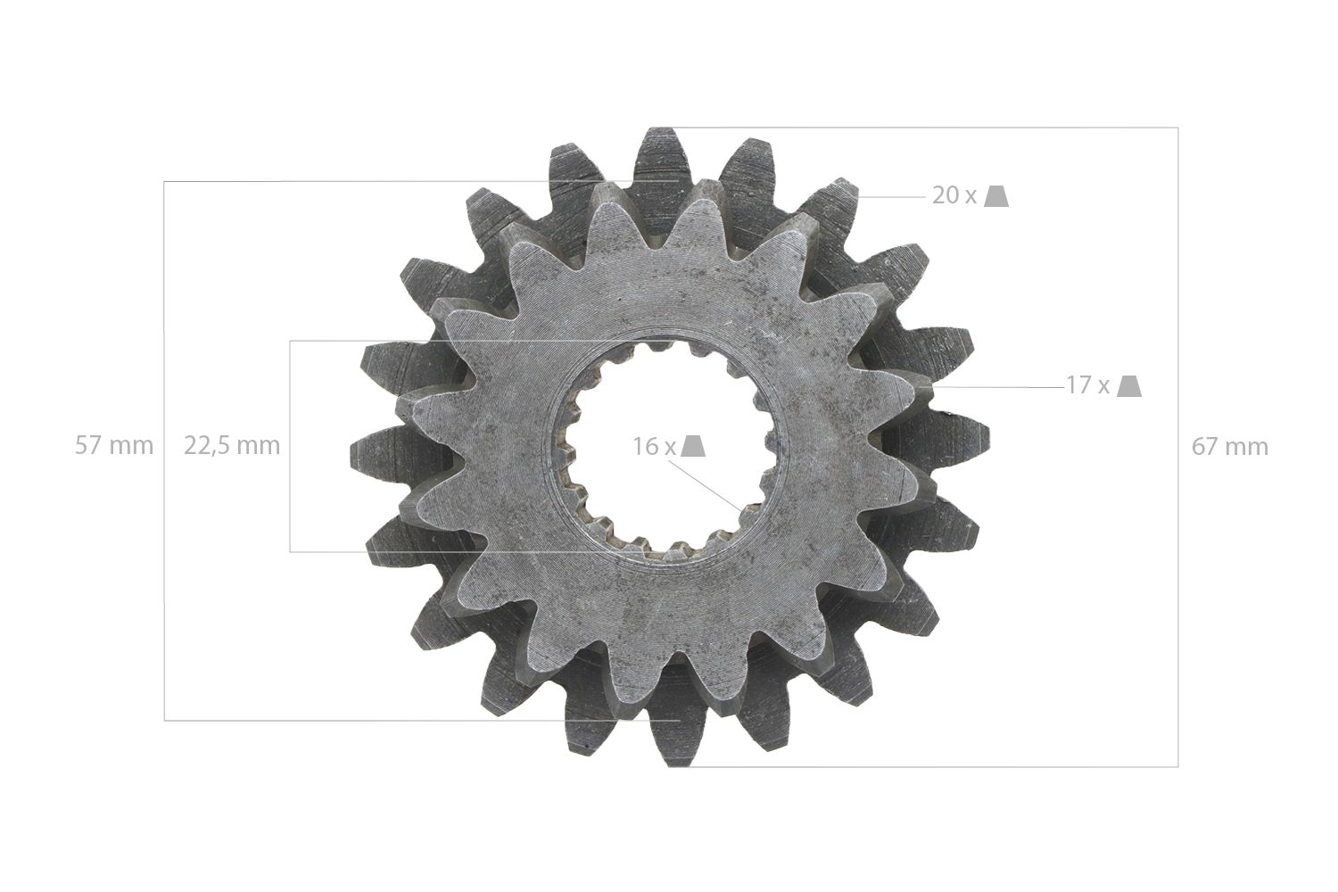 Zahnrad 20ZX16Z 16 splines