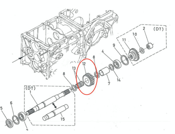 Zahnrad 22TX15T Kubota B40, B1200, B1400, B1402 – Bild 6