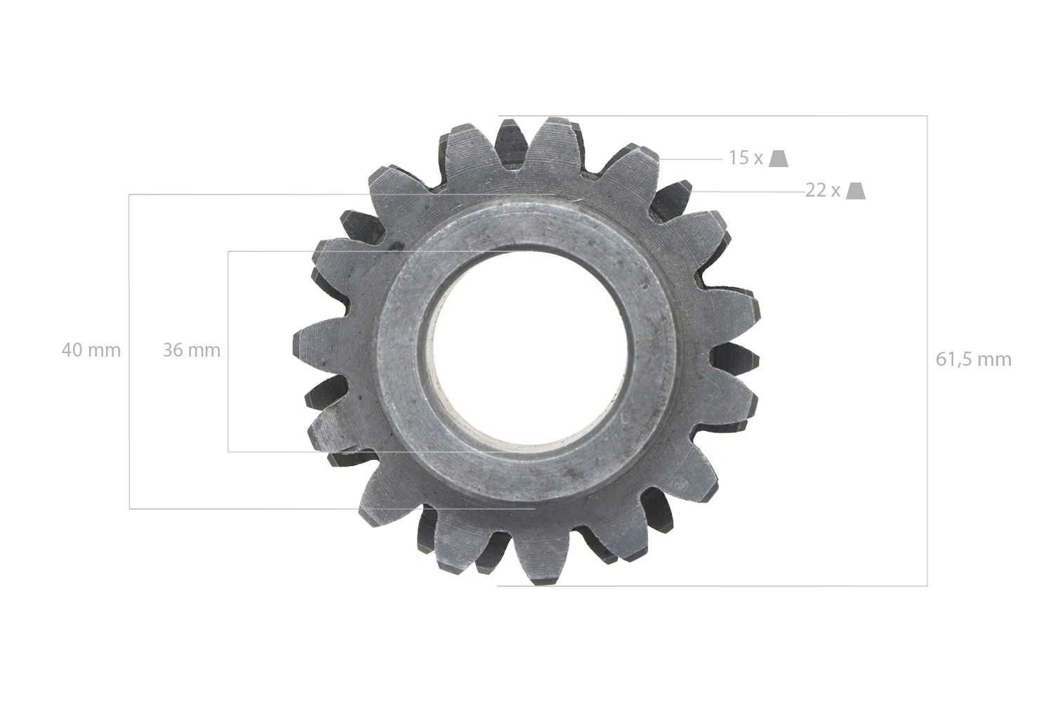 Zahnrad 22TX15T Kubota B40, B1200, B1400, B1402