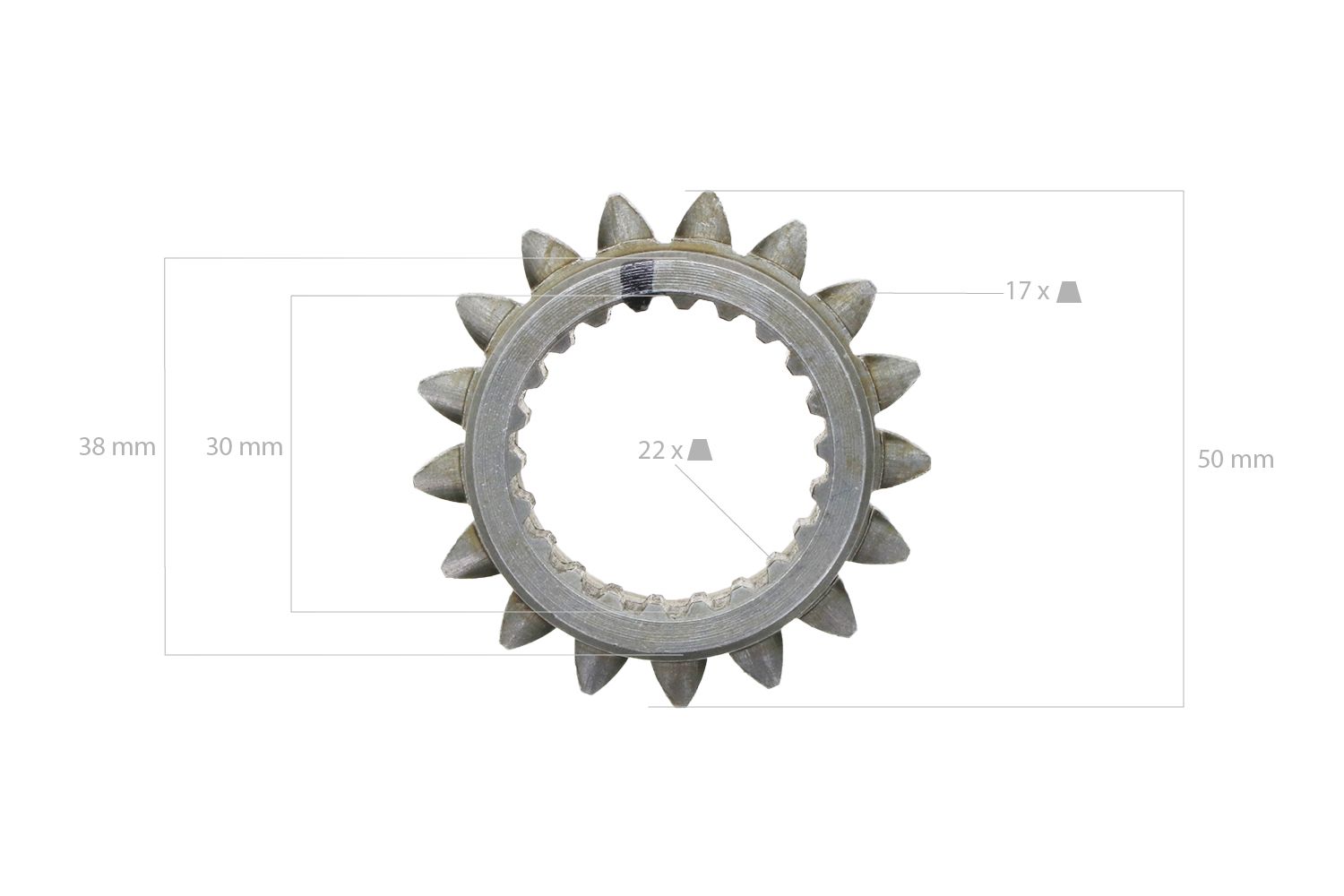 Zahnrad 17Z X 22 Splines Kubota L-Typen, Kioti / Daedong L2203, LK2554,