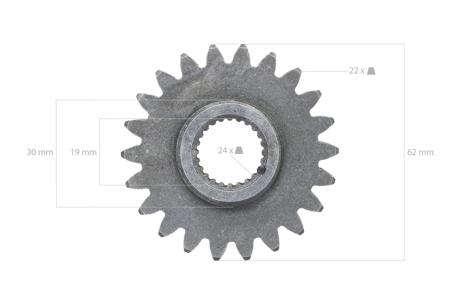 Zahnrad 22T x 24Splines Kubota B5000, B5001