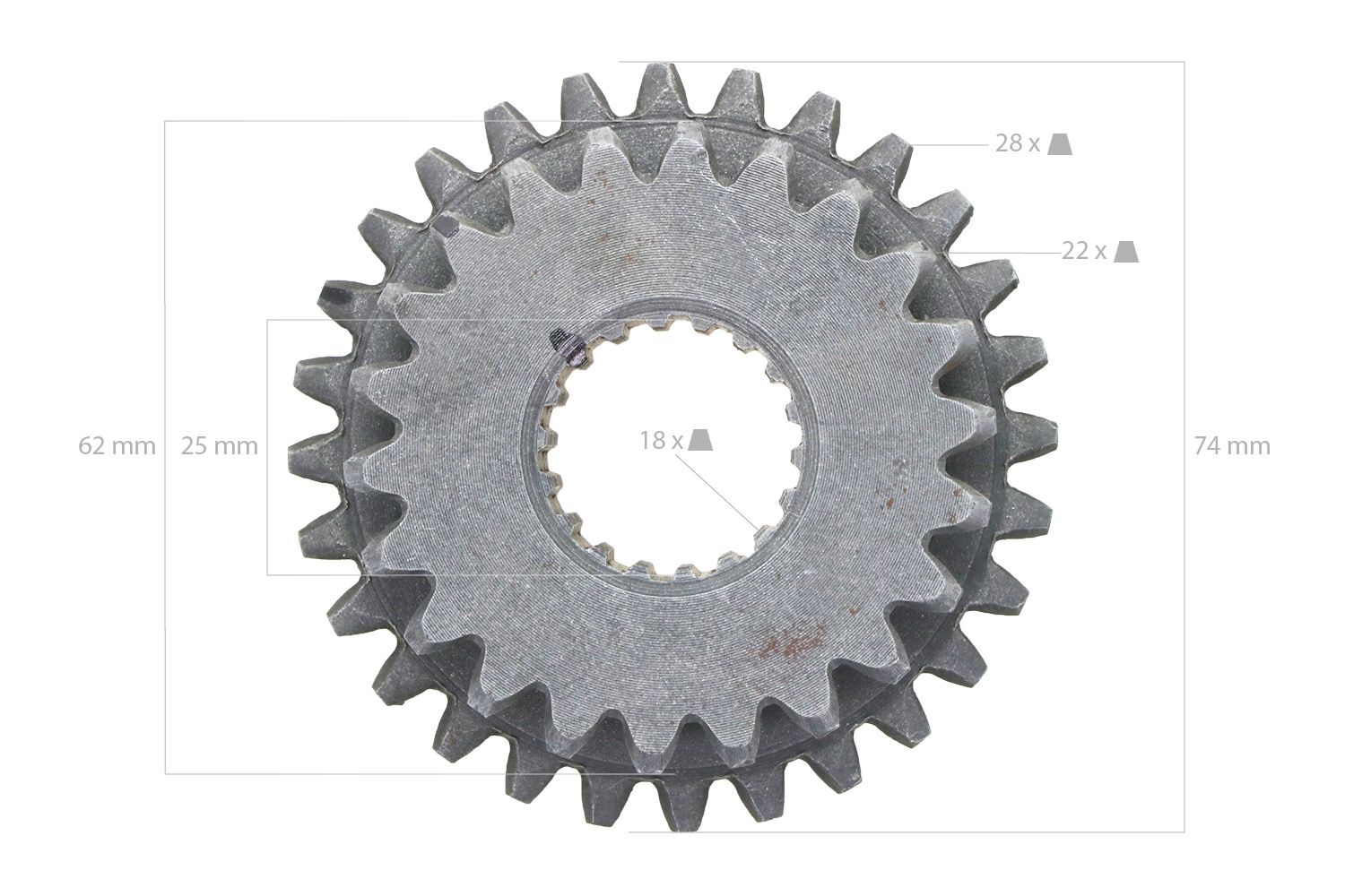 Zahnrad Kubota 22TX28T 18 splines