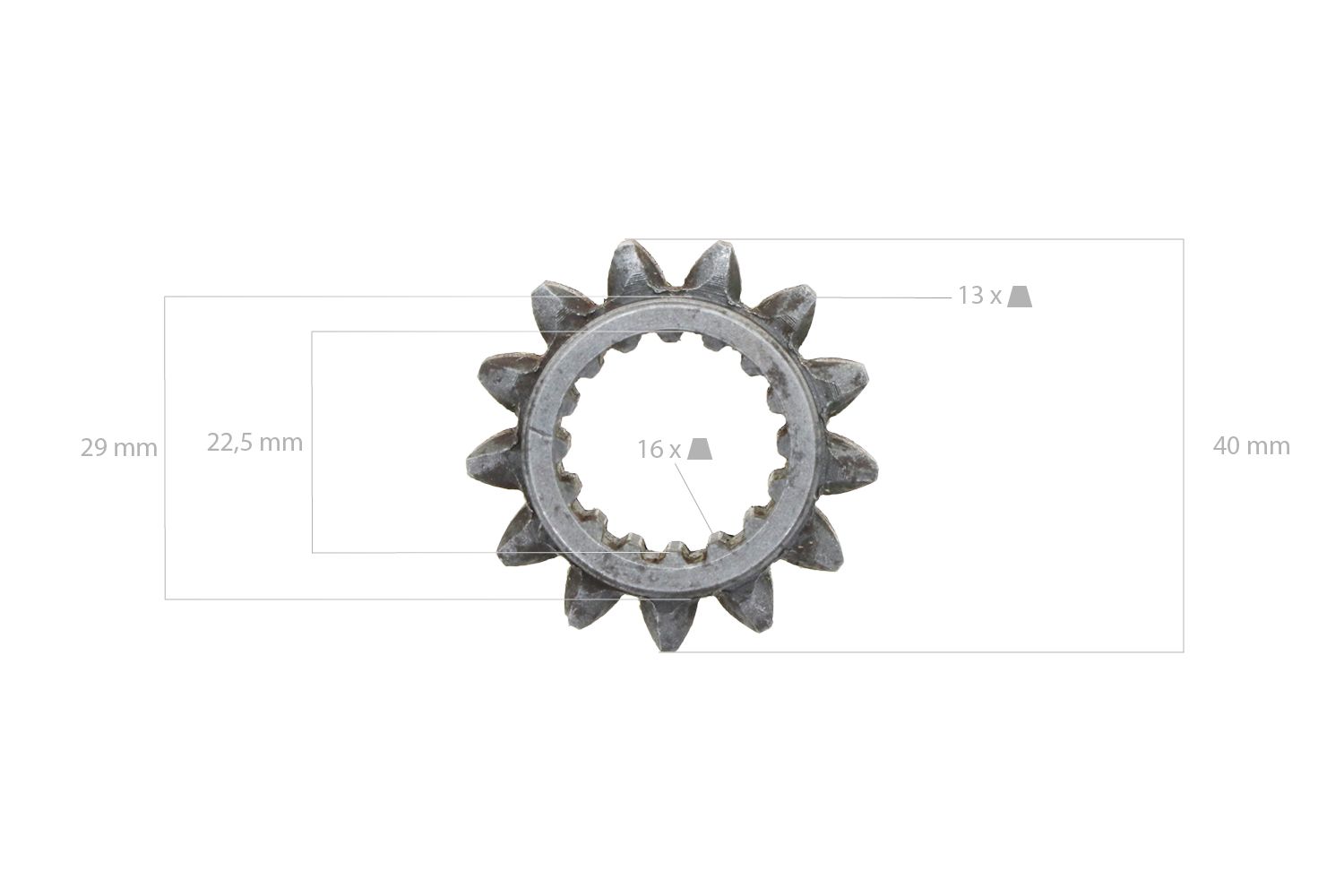 Zahnrad 13TX16T Kubota B1200, B1400, B1402, B1-14, B1-15, B40