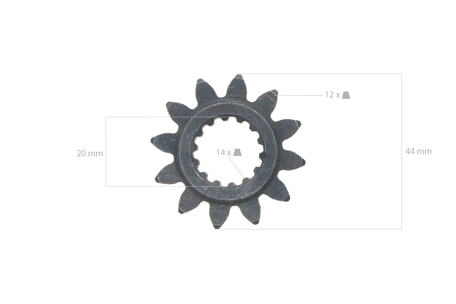 Zahnrad 12TX14T Kubota B5000, B5001, B6001, B7000, B7001, B7100,