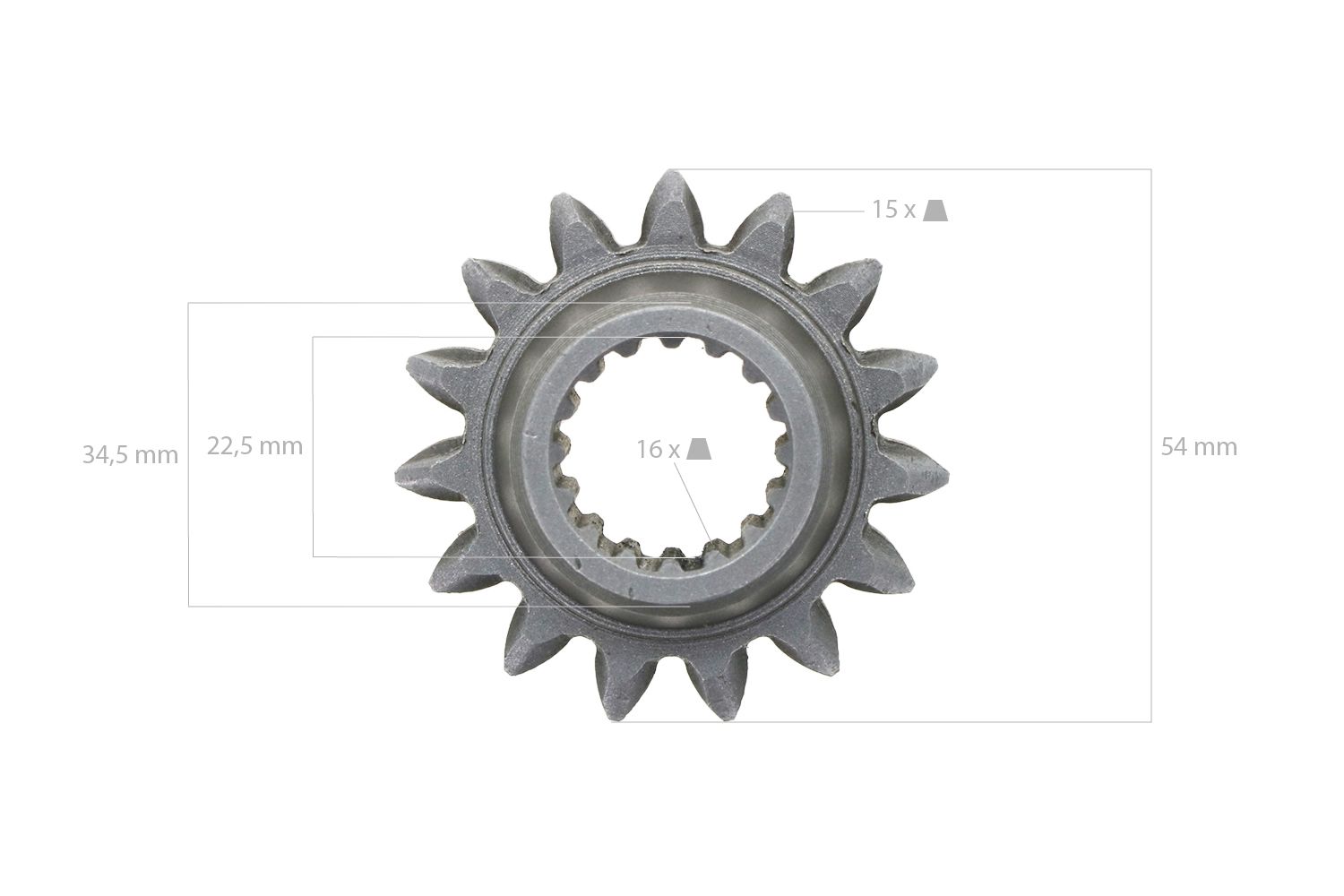 Zahnrad 15T- 16 Splines Kubota, B-Serie, Zen Noh ZB-Serie