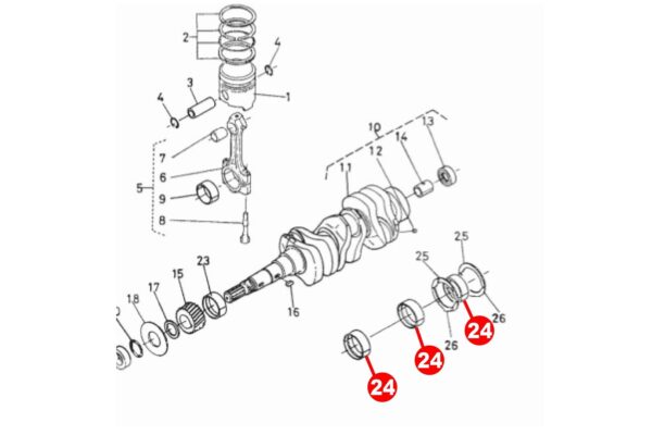 Kurbelwellenhauptlager 52mm STD Kubota 2, 3, 4, 5 und 6 Zylinder Motoren – Bild 3