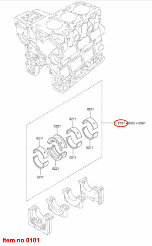 Kurbelwellenlagersatz (Hauptlager) STD. Mitsubishi L3A, L3C, L3E, L3E2, MVL3E, Captain, Startrac, Usw., – Bild 3