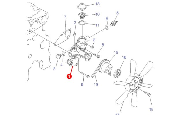Wasserpumpe Yanmar 3TN75E, 3TN75L, 3TN78, 3TN84E, 3TNC78E, 3TNC80, 3TNE78, 3TNE82, 3TNE82A, 3TNV75, 3TNV76, 3TNV78, 3TNV82, 3TNV82A, 4TN82E, 4TNE82, 4TNV82, Komatsu – Bild 5