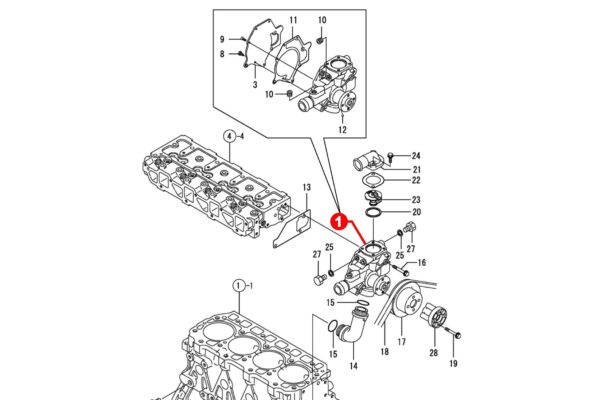 Wasserpumpe Yanmar 4TNE92, 4TNE94,4TNE98, 4TNV98, 4TNV94L, Komatsu 4D92E, 4D94E, S4D94E, 4D94L, 4D94LE, 4D98E – Bild 8
