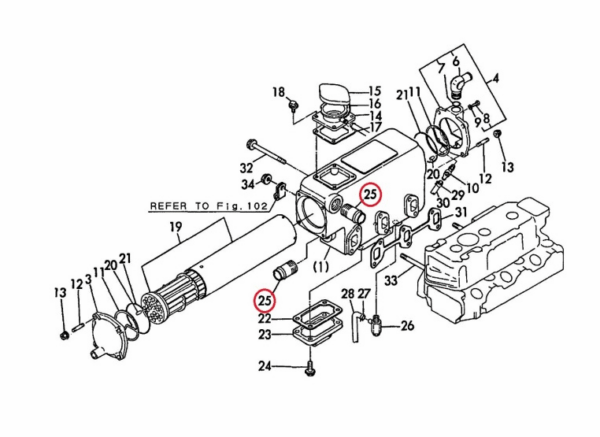 Kühlwasseranschluss Yanmar Marine, Yanmar F, FX, YM, Komatsu 3D72, 3D75, 3D84 – Bild 2