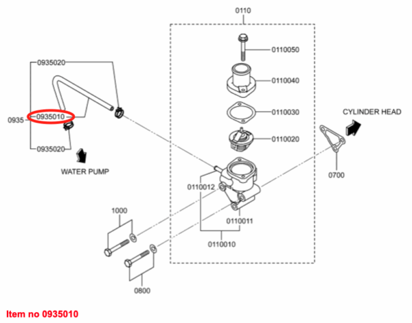 Kuhlwasserschlauch (bypass) ⍉12mm Mitsubishi, S3L, S3L2, S4L, S4L2, Captain, Startrac, Usw., – Bild 3