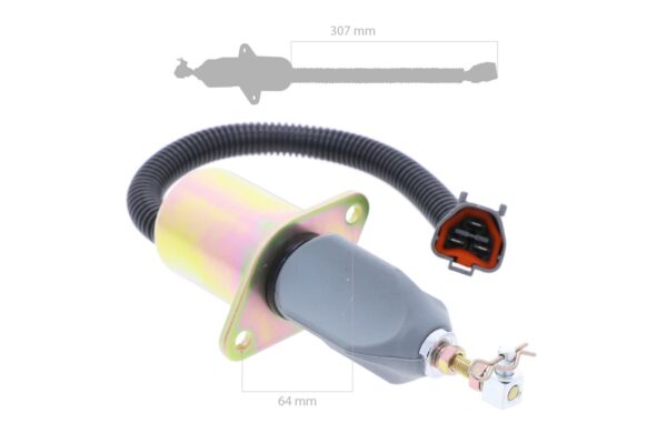 Stop Solenoid 12 volt Yanmar, 4TNE94, 4TNE98, 4TNE106, 4TNV94, 4TNV98, Hyundai, Komatsu, Volvo, Etc., – Bild 2