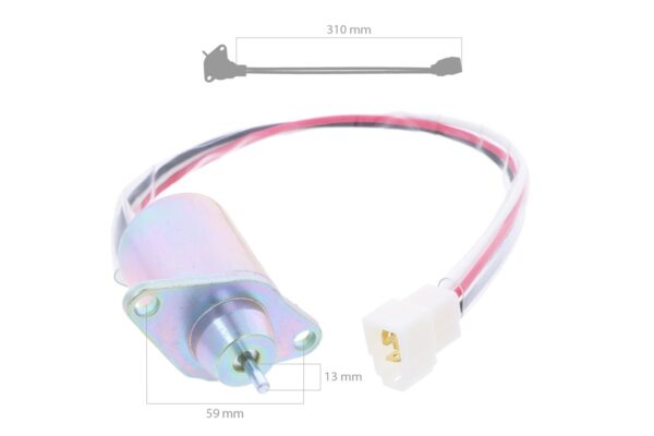 Stop Solenoid 12 volt Yanmar 2V78, 2V750, John Deere 355D, GX355, F735, Countax 18/50, Hustler, JCB, Ransomes – Bild 2