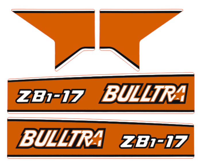 Aufklebersatz Motorhaube Kubota Bulltra B1-17