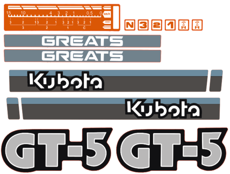 Aufklebersatz Motorhaube Kubota GT5