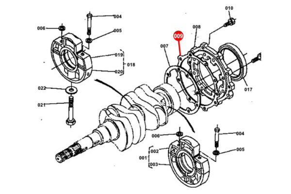 Dichtung Kurbelwellendichtringhalter Kubota D1100A, DH1101, D1102, D1301, D1302, D1402, F2302, S2200, S2600, S2602, S2800, V1500, V1501, V1701, V1702, V1902, Z750, Z751, Z851, – Bild 2