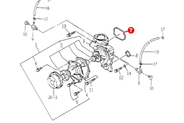 O-Ring Wasserpumpe Iseki E3AD1, 3AD1, 3AE1, 3AF1, 3AG1, E3AE1, E3AF1, E3AG1, Bolens, Massey Ferguson 1250, 1260, – Bild 4