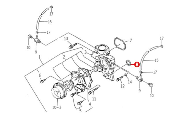 Wasserpumpendichtung Iseki / Isuzu 3AD1, E3AD1, 3AE1, E3AE1, 3AF1, E3AF1, 3AG1, E3AG1, Bolens G-Types, Massey Ferguson 1250, 1260, – Bild 4