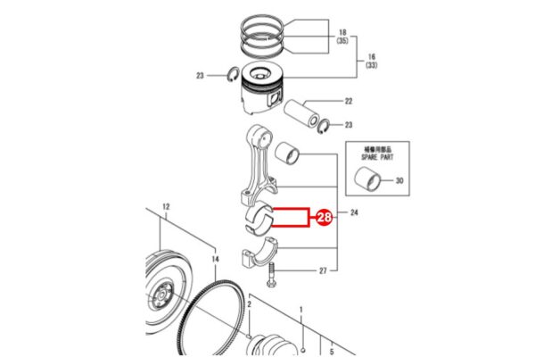Pleuellagerschalen STD Yanmar 3TNE84/88, 3TNV84/88, 4TNE84/88, 4TNV84/88, TK486, TK486V, Marine, Komatsu 3D82/84/88, 4D84/88, – Bild 3