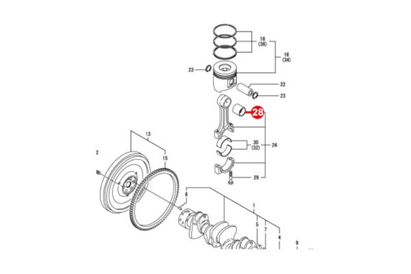 Pleuellager buchse STD Yanmar 4TNE92, 4TNE94, 4TNE98, 4TNV92, 4TNV94, 4TNV98, Komatsu 4D92E, 4D94E, 4D98E, S4D98E, – Bild 3