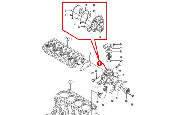 Wasserpumpe Yanmar 4TNE92, 4TNE94, 4TNE98, 4TNV98, 4TNV94L, Komatsu 4D92E, 4D94E, 4D98E, S4D94E, 4D94L, 4D94LE, – Bild 6