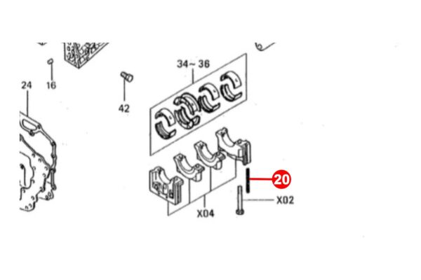 Öldichtungsatz Hauptlagerdeckel Mitsubishi L2E, L2E2, L3A, L3C, L3E, L3E2, – Bild 2