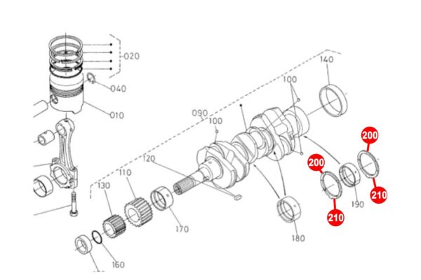 Axiallagersatz Kurbelwelle STD 52mm Kubota passend zu DIV. 2-, 3-, 4-, 5-, 6-Zylinder-Motoren – Bild 3