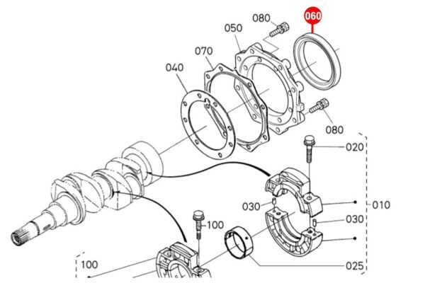 Kurbelwellendichtung (Rückseite) 68x80x10 Kubota D600, D640, D650, D662, D722, D750, D782, D850, D902, D950, V1100, V1200, V1205, Z402, Z432, Z482, Z500, Z602, – Bild 5