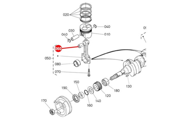 Pleuellager buchse STD Kubota D1402, D1403, D1462, D1463, D1503, D1703, D1803, D1903, F2202, F2402, F2503, F2803, S2602, S2802, V1512, V1702, V1902, V1903, V2003, V2203, (Non Turbo), – Bild 3
