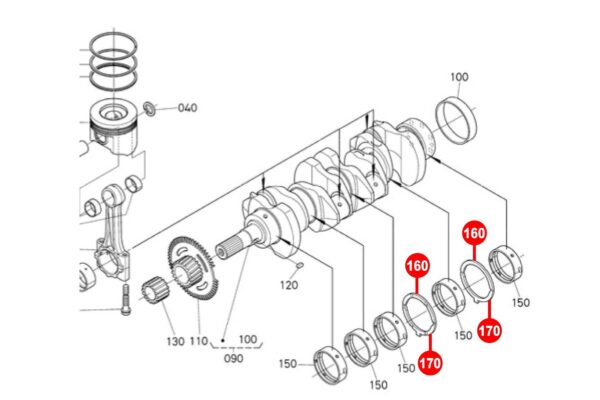 Axiallagersatz Kurbelwelle STD Kubota V3300, V3300T, V3600, V3800, – Bild 2