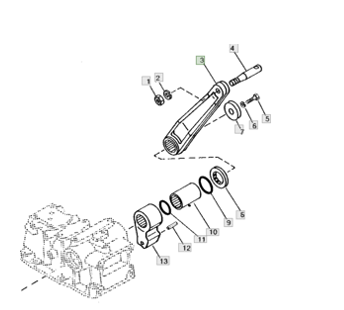 Hebearm (oben) Mit Stift Yanmar YM180, YM186, YM1510, John Deere 650, 750, Cub Cadet EX2900, EX3200