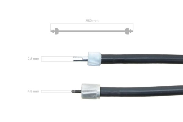 Tachowelle 980mm Kubota L175, L185, L185DT, L1500, L1501, L1801, L2000, L2201, Zen Noh ZL1500, ZL1501 – Bild 2