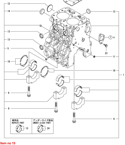 Hauptlagersatz STD Yanmar 2TN66, 2TNE68, 2TNV66, Bellier, Chatenet, Thermo King, Takeuchi, Komatsu, Etc.,