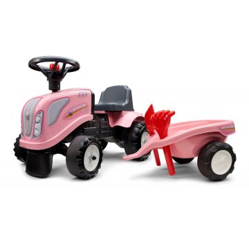 Rosa New-Holland Lauftraktor mit Anhänger und Werkzeuge