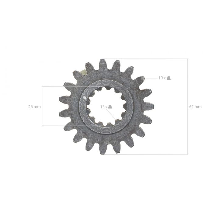 Zahnrad Zapfwelle 19TX13T Iseki - TP11107, Weltweiter Versand